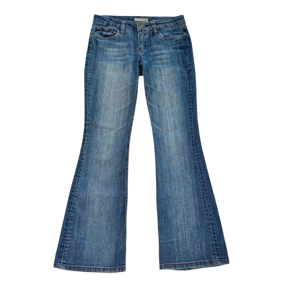 REFUGE Denim Blue Flared Boot Leg Jeans Stretch Mid-rise Sz 5R EUC